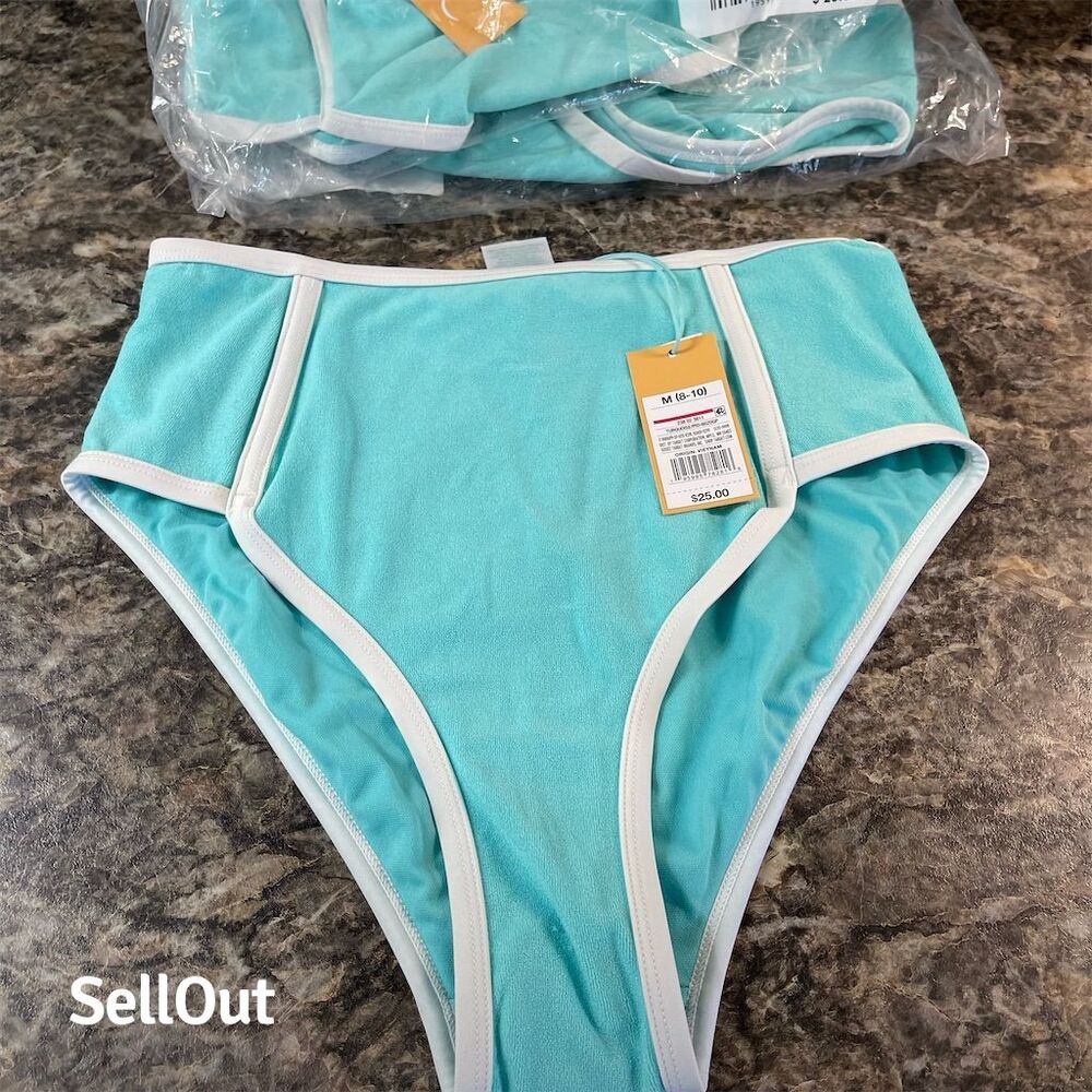 Kona Sol Women's Plus High Waist Bikini Bottom Green Size M